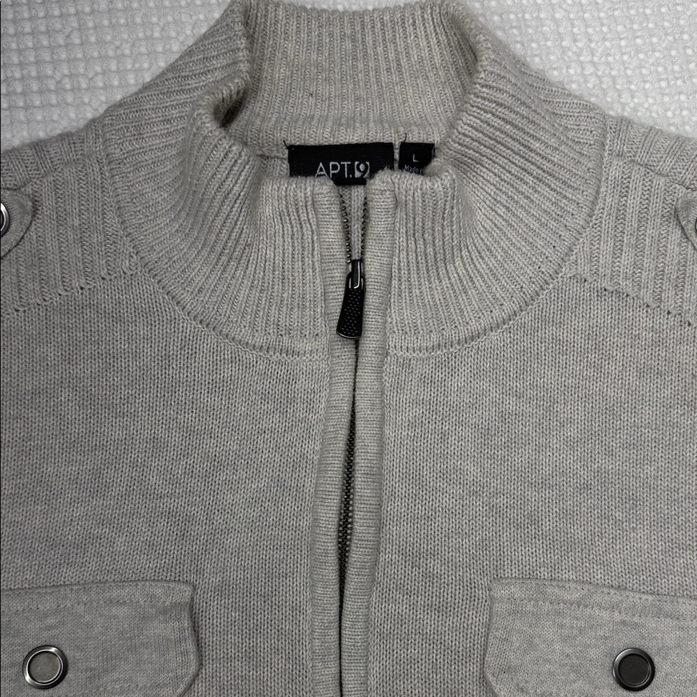 Apt. 9 Light Gray Men's Zip Mock-Neck Sweater - Large